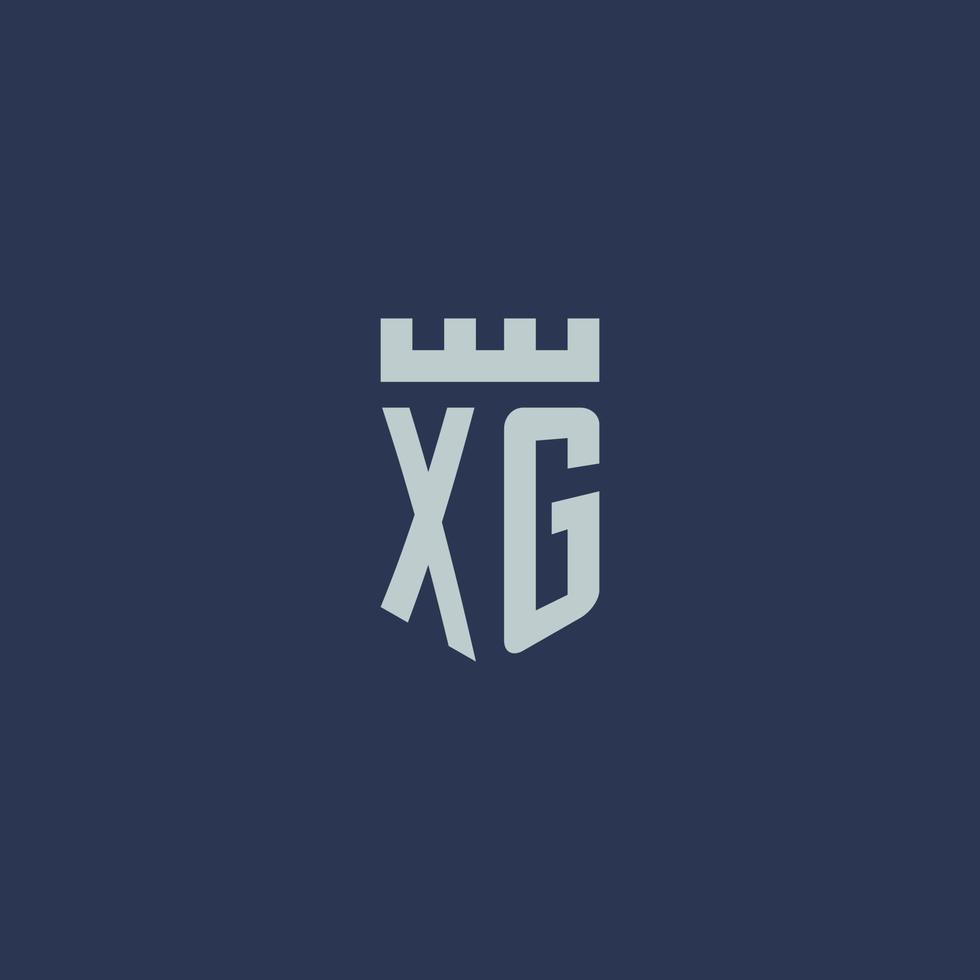 xg logotyp monogram med fästning slott och skydda stil design vektor