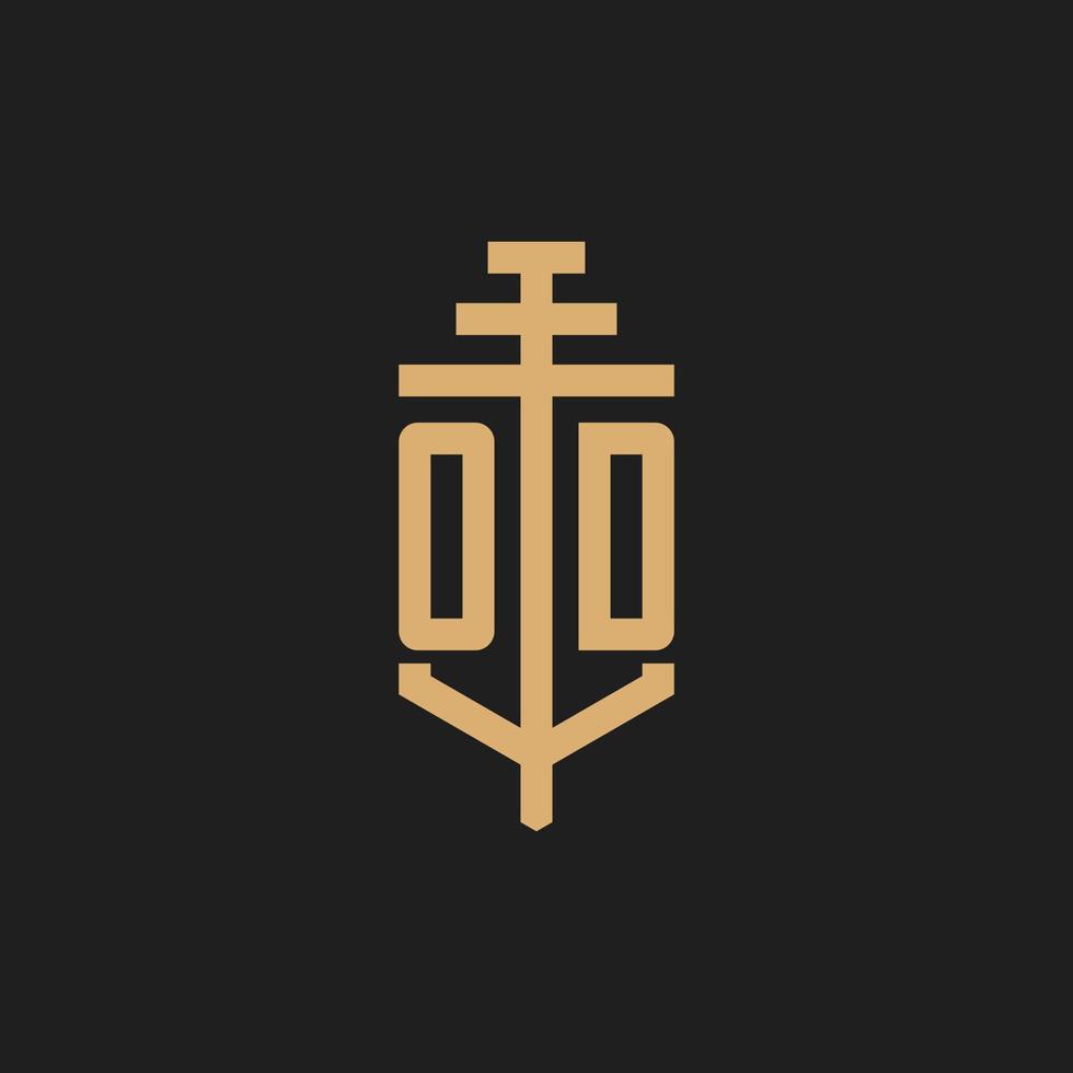 od initial logotyp monogram med pelare ikon design vektor