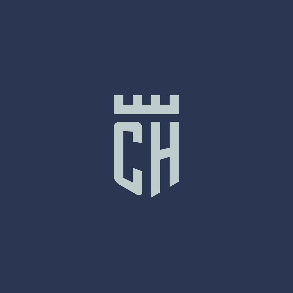ch logotyp monogram med fästning slott och skydda stil design vektor