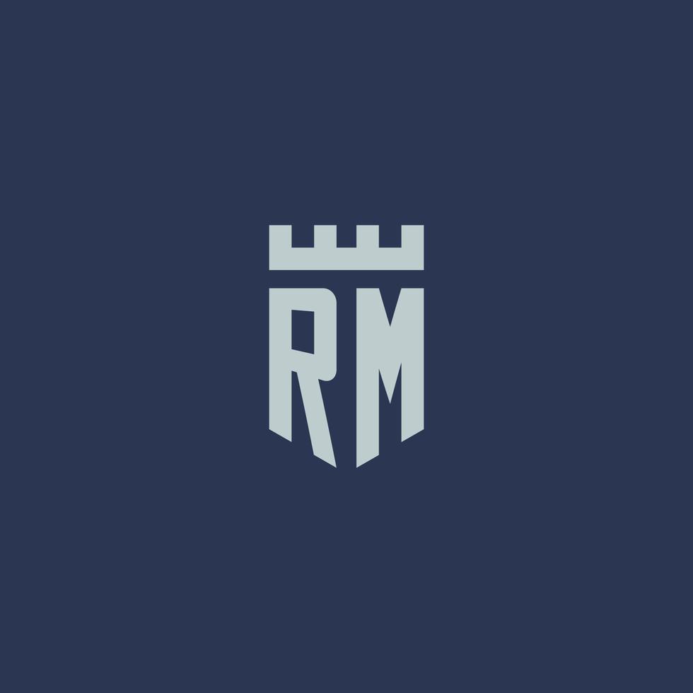 rm logotyp monogram med fästning slott och skydda stil design vektor