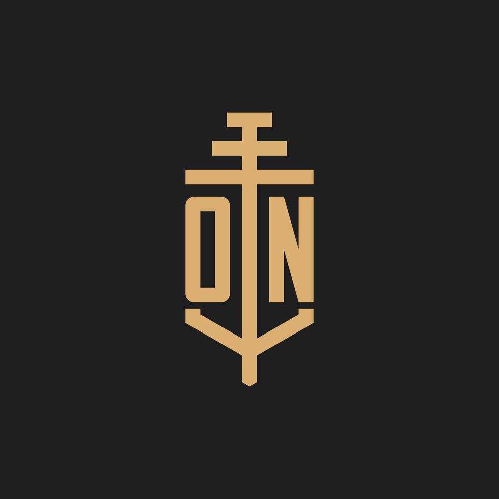 på inledande logotyp monogram med pelare ikon design vektor