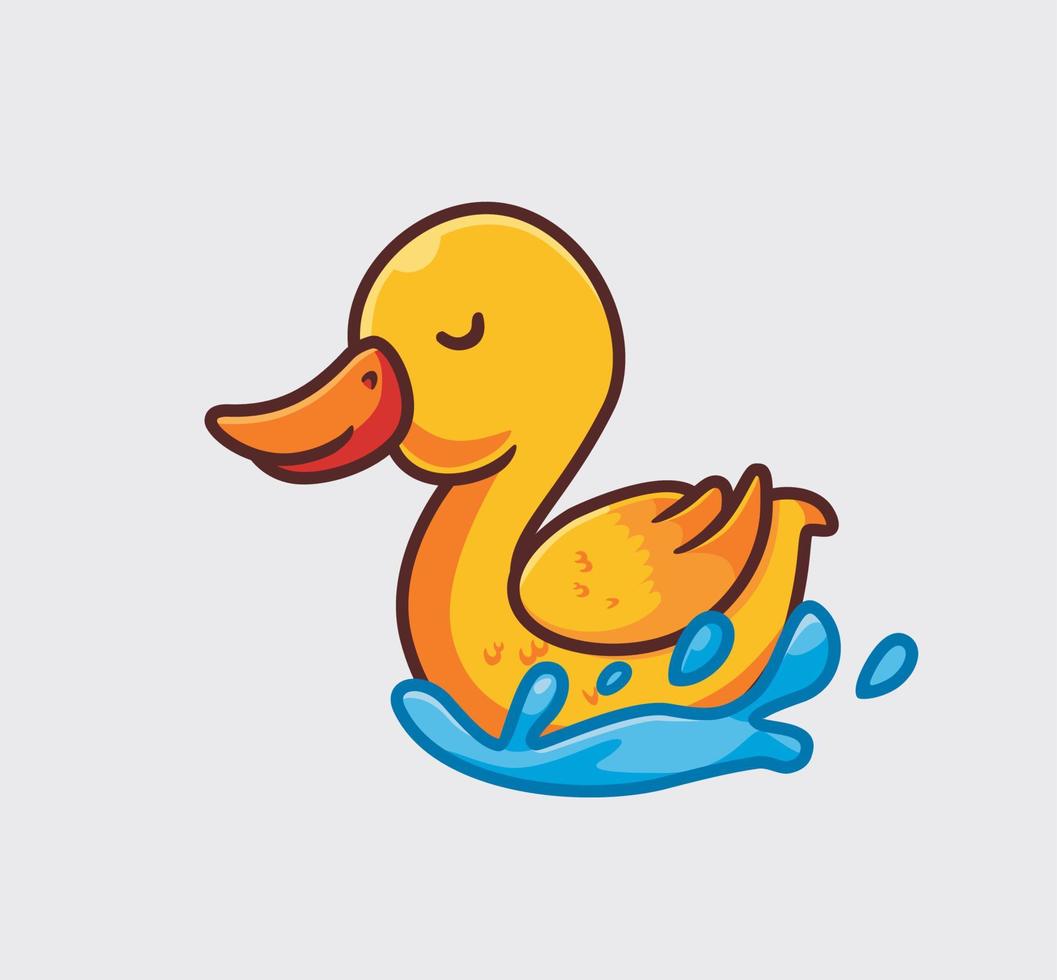 süße gelbe Ente schwimmen. isolierte karikaturtiernaturillustration. flacher Stil geeignet für Aufkleber-Icon-Design Premium-Logo-Vektor. Maskottchen Charakter vektor