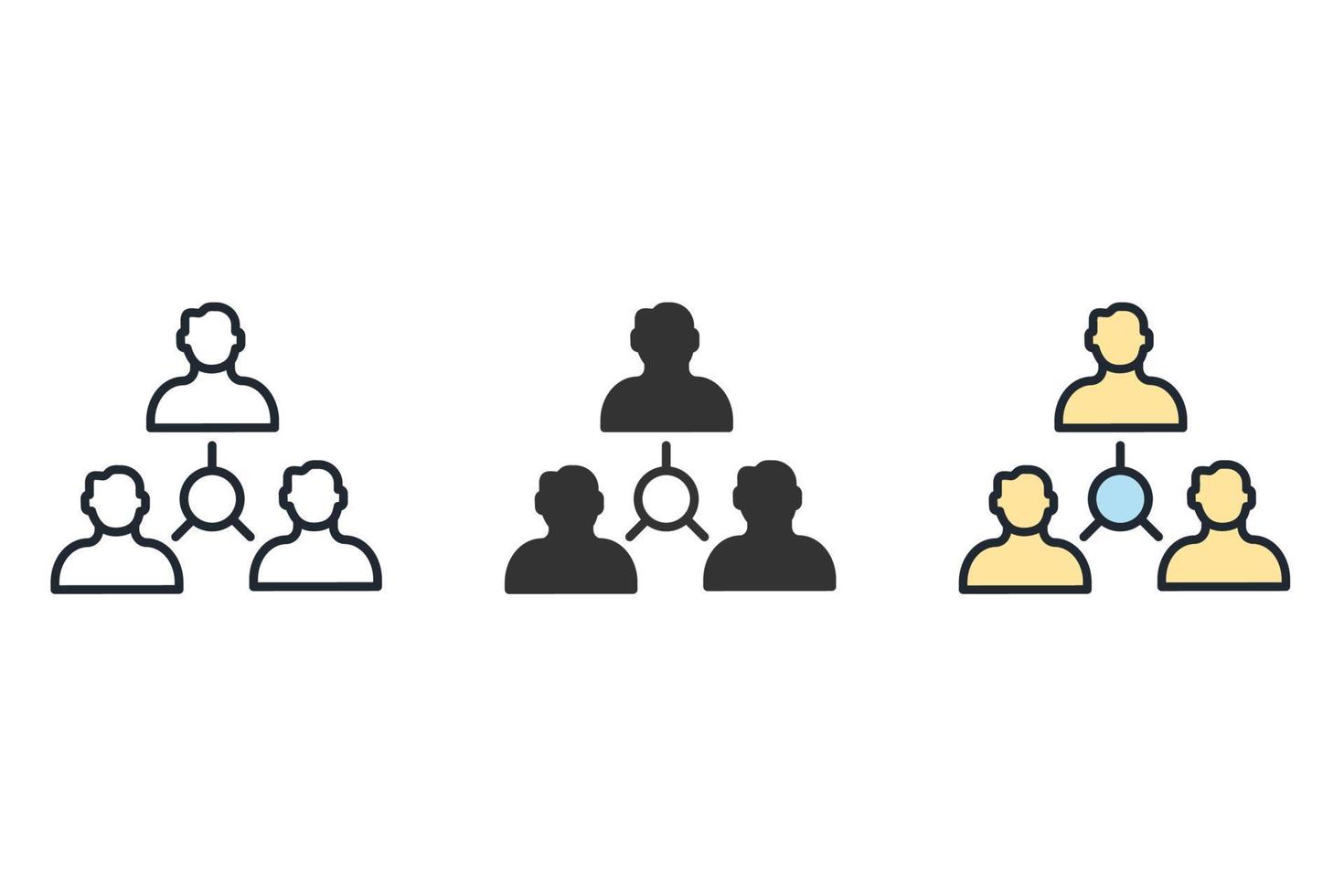 Symbole für Mitarbeiterbeziehungen symbolisieren Vektorelemente für das Infografik-Web vektor