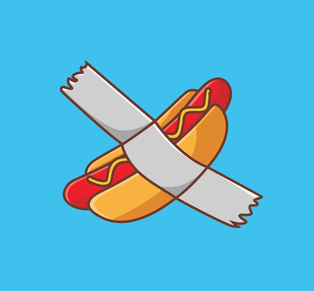 süßes Hotdog-Klebeband. karikaturlebensmittelkonzept lokalisierte illustration. Flacher Cartoon-Stil geeignet für Aufkleber-Icon-Design Premium-Logo-Vektor vektor