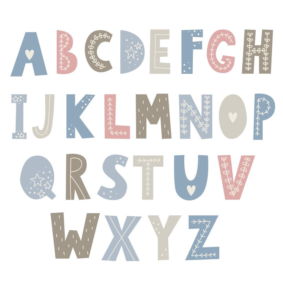 Alphabet im Boho-Stil. Druck für Kinderzimmerdekoration. Kinderzimmerdekoration im skandinavischen Stil. Vektor-Illustration vektor