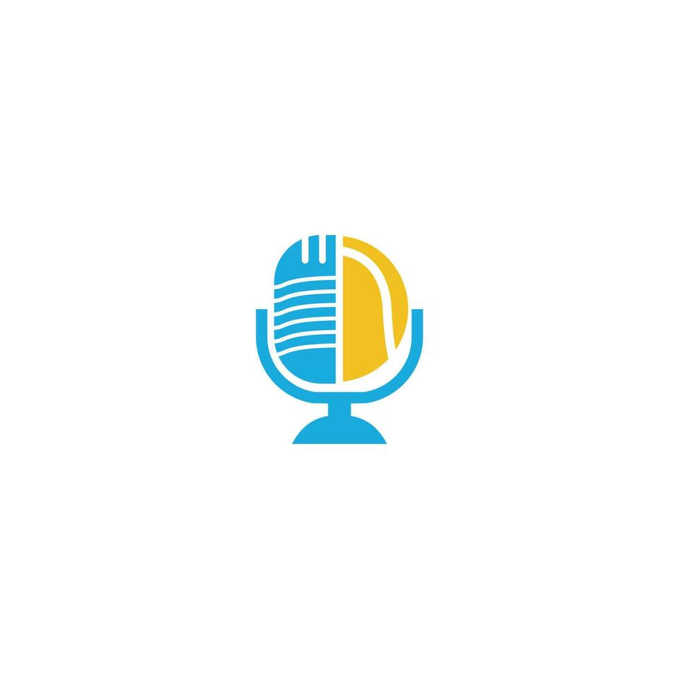 Tennis-Podcast-Logo-Design. Broadcast-Entertainment-Business-Logo-Vorlage-Vektor-Illustration. vektor