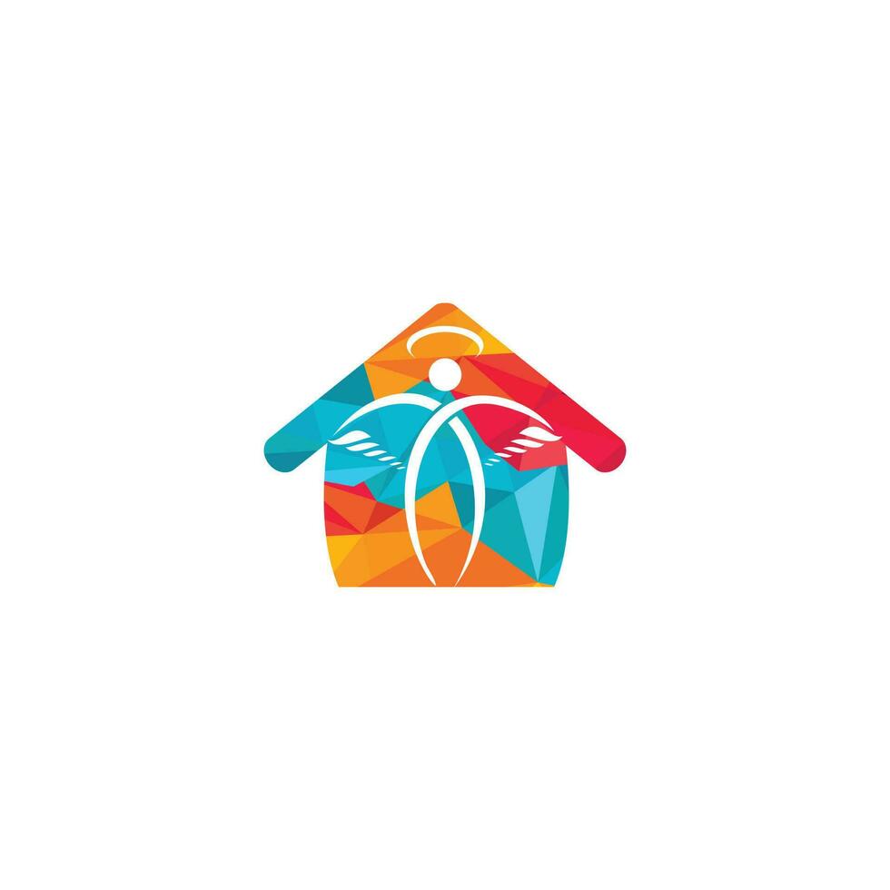 Engelshaus-Vektor-Logo-Design. kreative moderne abstrakte Stubenfliege mit Engel. vektor