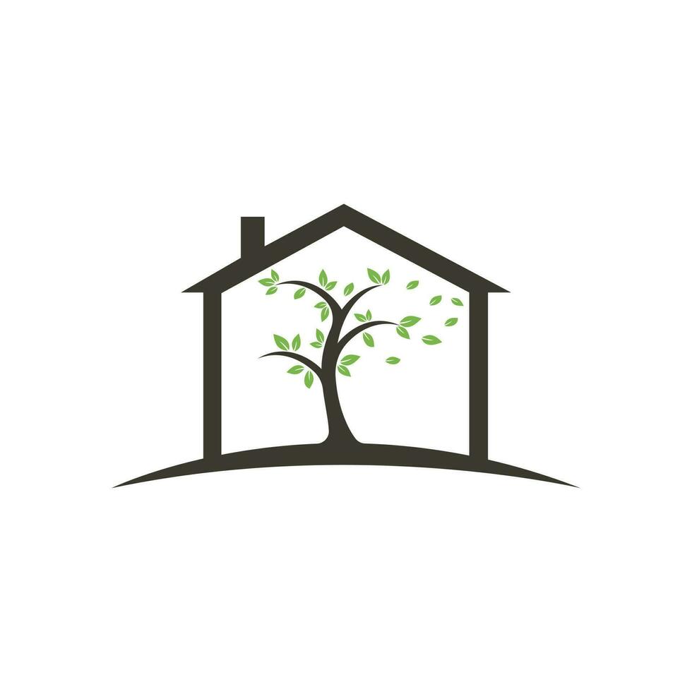 Baumhaus-Logo-Design. minimales baumhauslogo unternehmen und geschäft. Öko-Haus-Vektor-Design-Vorlage. vektor