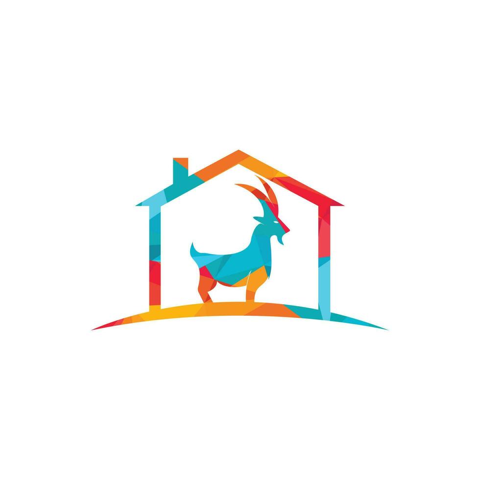 Ziege Home Logo Vorlage Vektordesign. ein Bart-Ziege-Logo-Konzept. vektor