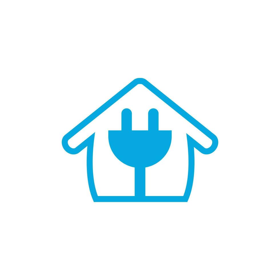 Stromhaus mit Plug-Home-Reparatur-Vektor-Logo-Design. Power-Logo-Design-Vorlage. Power-Energie-Symbol. vektor