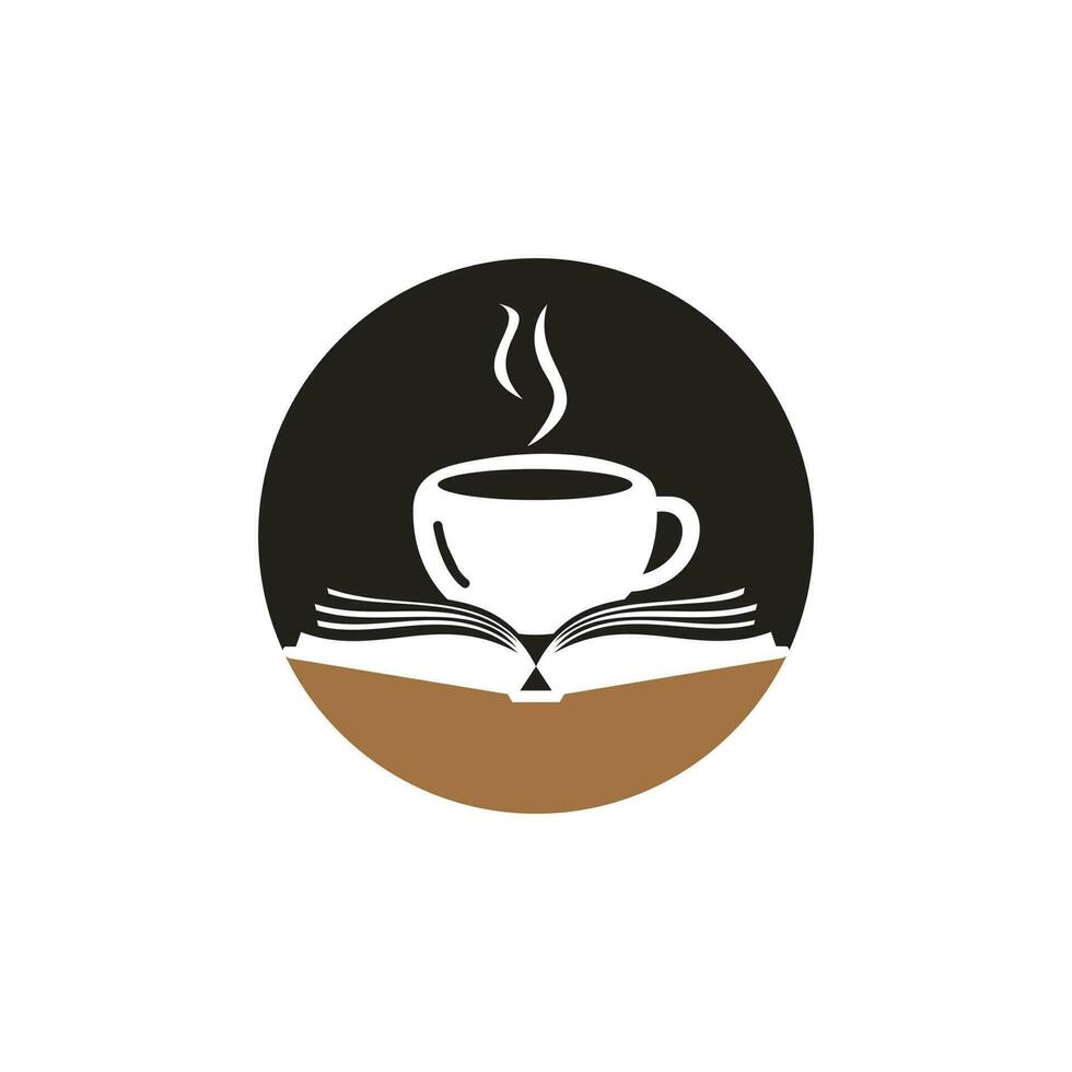 kaffe bok vektor logotyp design. te bok Lagra ikoniska logotyp.