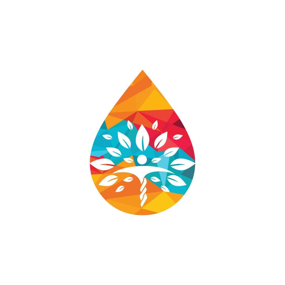 Wassertropfen mit menschlichem Baum-Symbol-Vektor-Logo-Design. Natur Pflanze Wasser Frühling Logo Wassertropfen natürlicher Designvektor. vektor