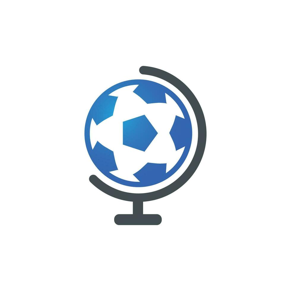 Fußball-Globus-Vektor-Logo-Design-Vorlage. Illustration der Vorlage für das Logo des Fußballplaneten. vektor