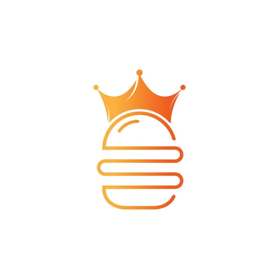 burger kung vektor logotyp design. burger med krona ikon logotyp begrepp.