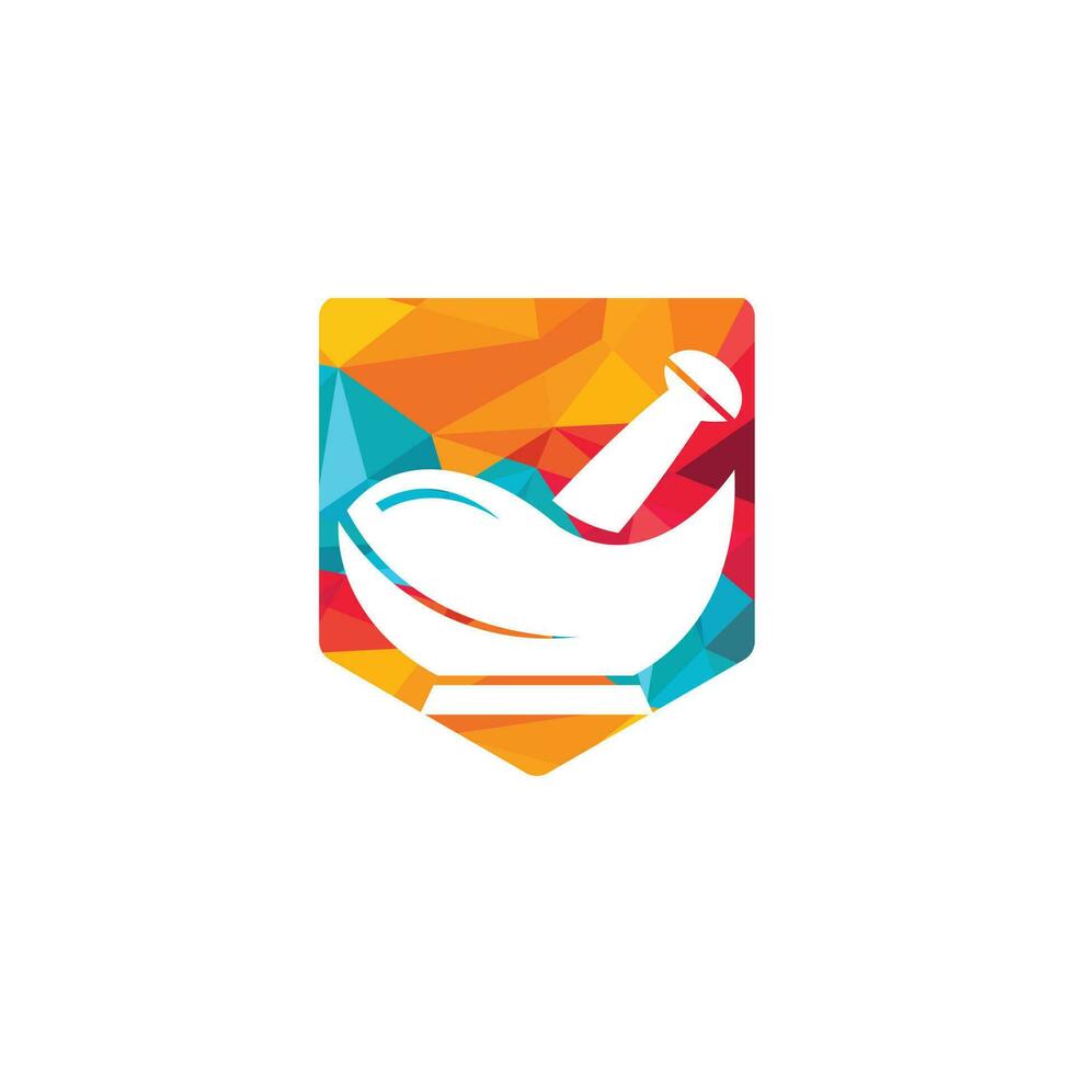 Apotheke medizinisches Logo-Design. natürliches Mörser- und Pistill-Logo. vektor