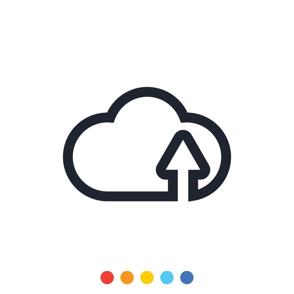 Cloud-Umrisssymbol, Cloud-Upload-Symbol. vektor