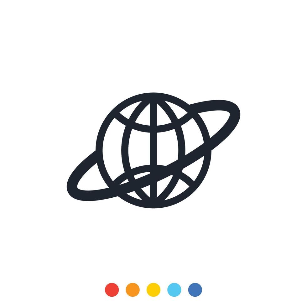 Globus-Symbol mit einem Ring umgeben. vektor