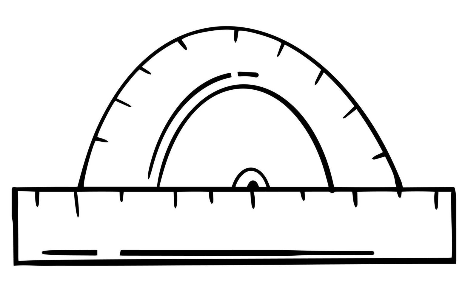 handgezeichnete einfache Doodle-Cliparts. Vektor-Illustration. Das Winkelmesser-Symbol ist auf weißem Hintergrund isoliert. Bürozubehör. das Thema zurück in die Schule. vektor