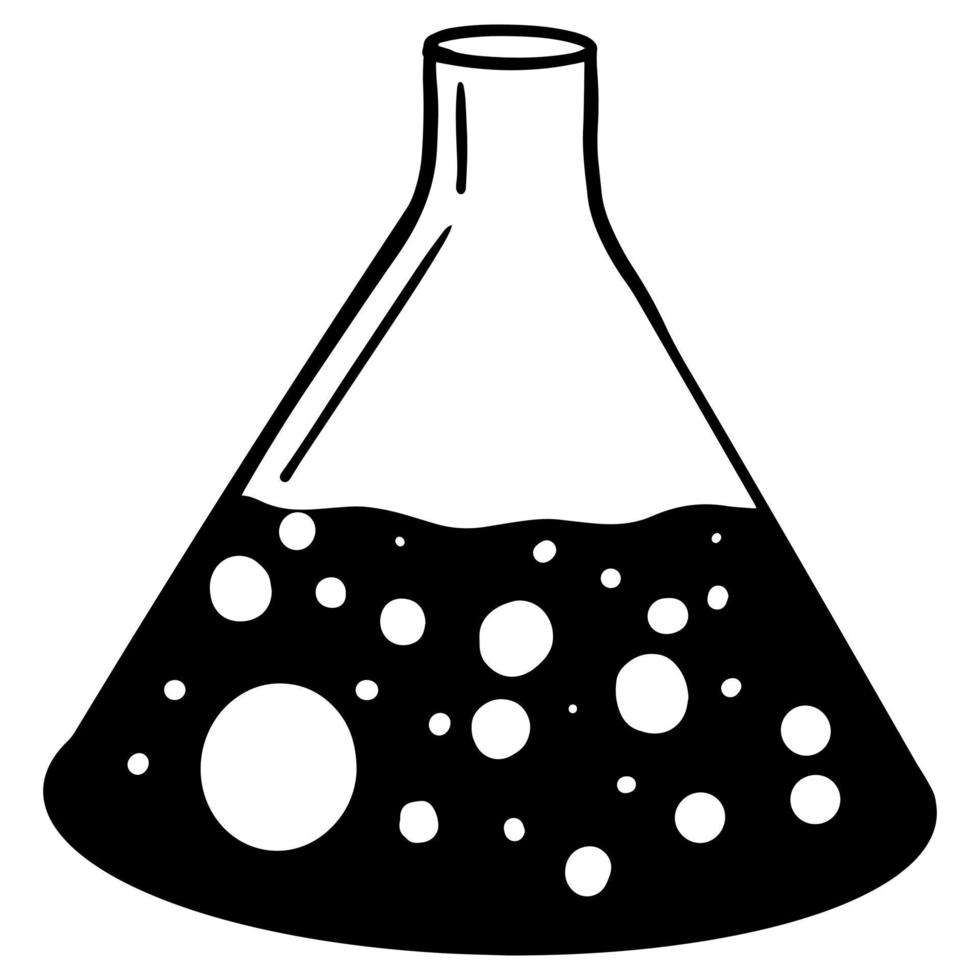 Pharmaflasche Symbol für Chemieflasche. design für chemie, labor, wissenschaft, biotechnologiekonzepte. , Becher Reagenzgläser. chemische Reaktion. vektor