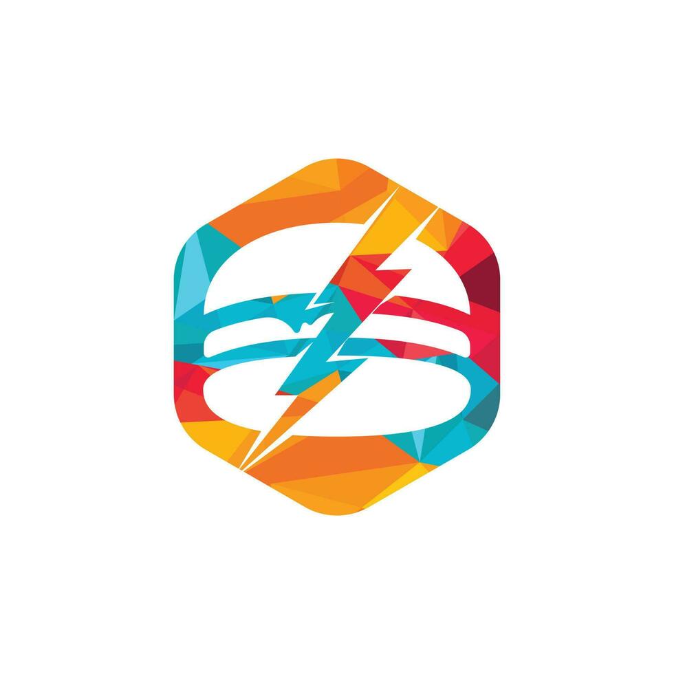 Flash-Burger-Vektor-Logo-Design. Burger- und Gewitter-Symbol-Logo. vektor