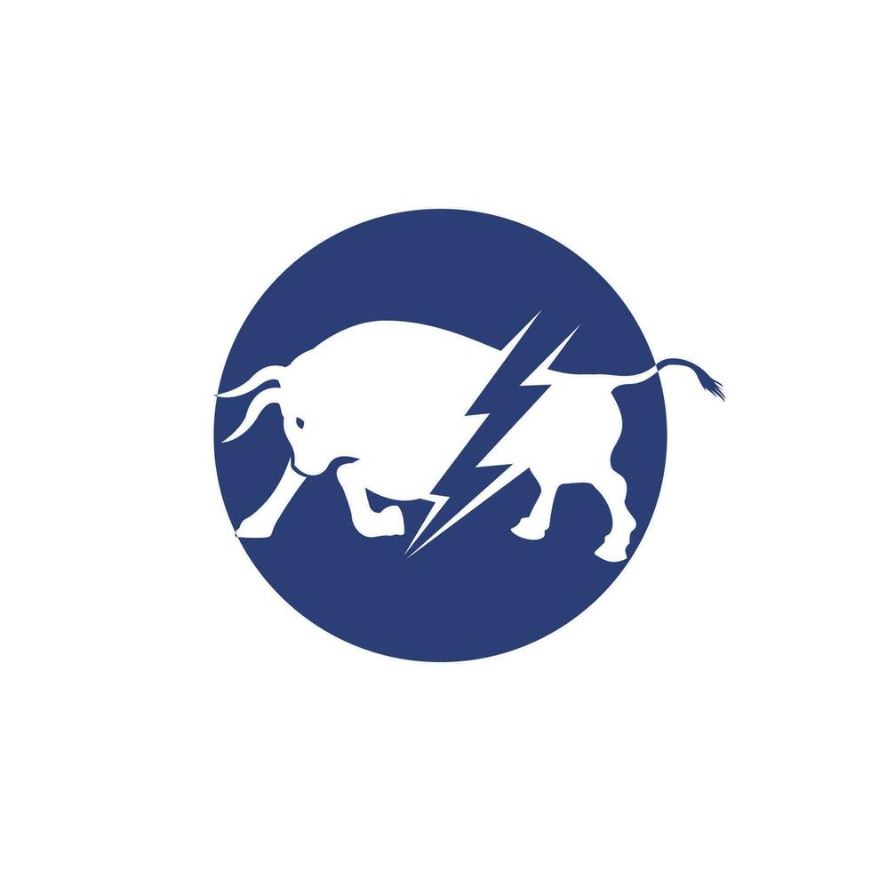 Stier mit Donner-Logo-Design. Blitz elektrische Energie in Stier. vektor