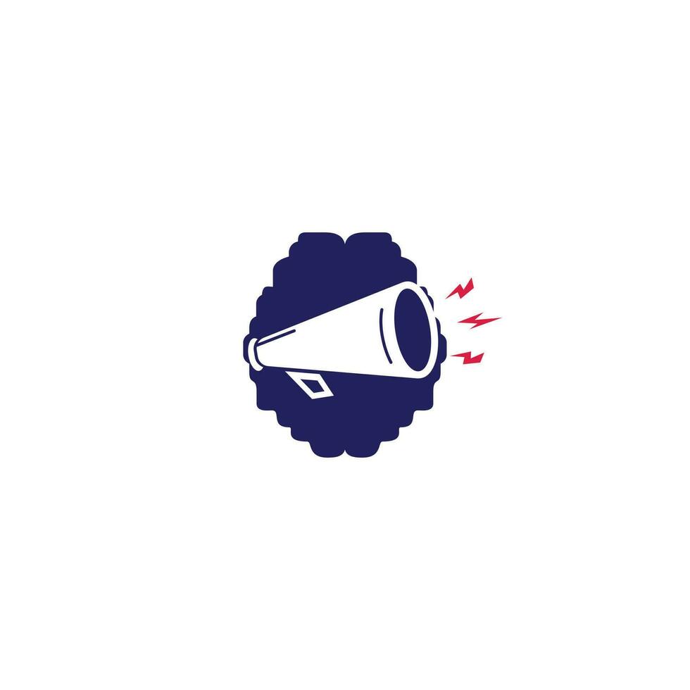 Logo-Design für Megaphon und Gehirn. Konzept für Werbeideen. vektor