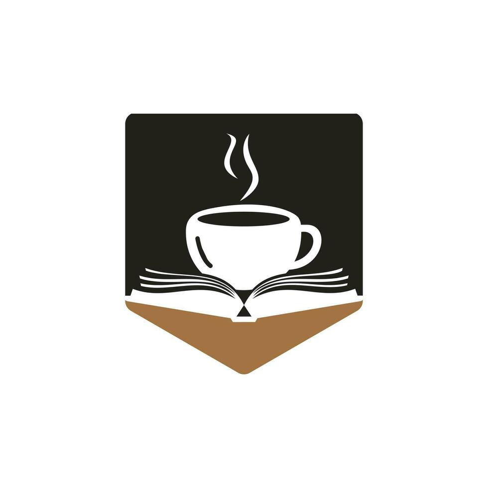 kaffe bok vektor logotyp design. te bok Lagra ikoniska logotyp.