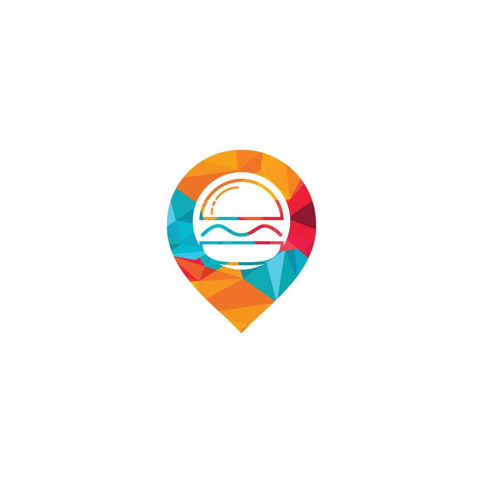 Pin-Burger-Restaurant-Logo-Design. Logotyp für Restaurant oder Café oder Pizzeria. vektor