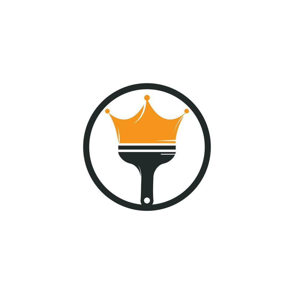 König malen Vektor-Logo-Design. Krone und Pinselsymbol. vektor