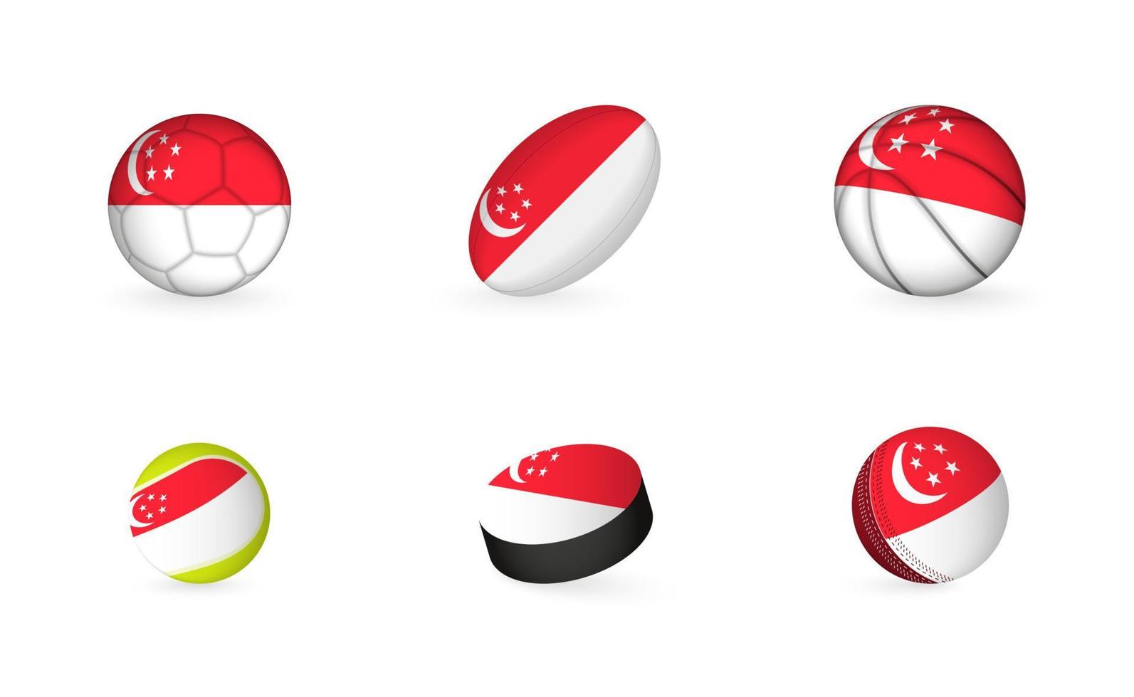 Sportgeräte mit Flagge von Singapur. Sport-Icon-Set. vektor