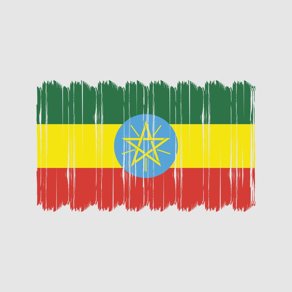 Pinselvektor mit Äthiopien-Flagge. Nationalflaggenpinsel-Vektordesign vektor