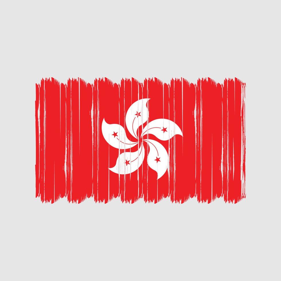 Pinselvektor mit Hongkong-Flagge. Nationalflaggenpinsel-Vektordesign vektor