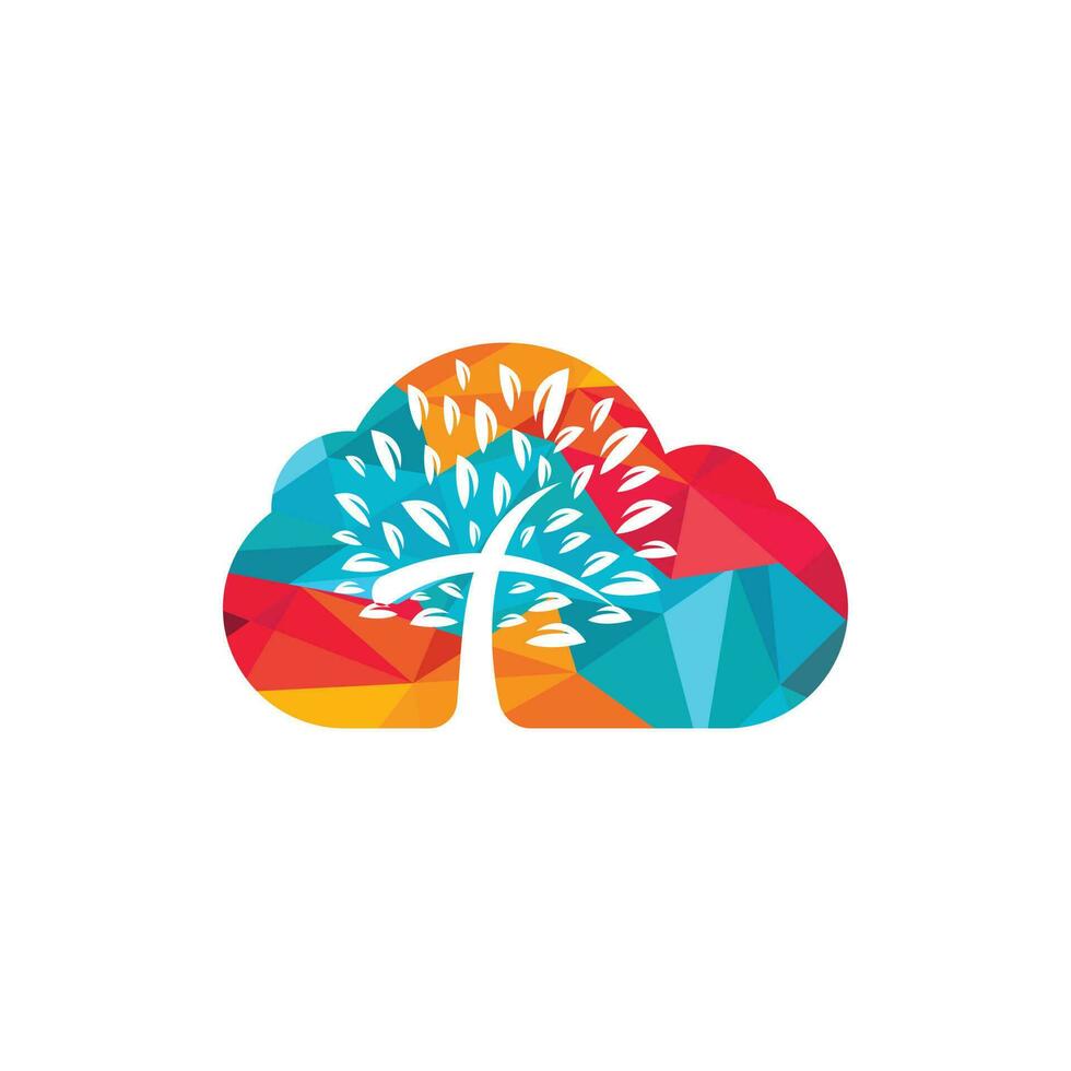 Baum Kirche Cloud-Logo-Design. vektor