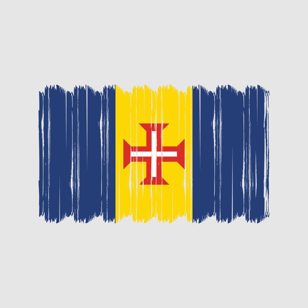 Bürste Vektor der Madeira-Flagge. Nationalflaggenpinsel-Vektordesign