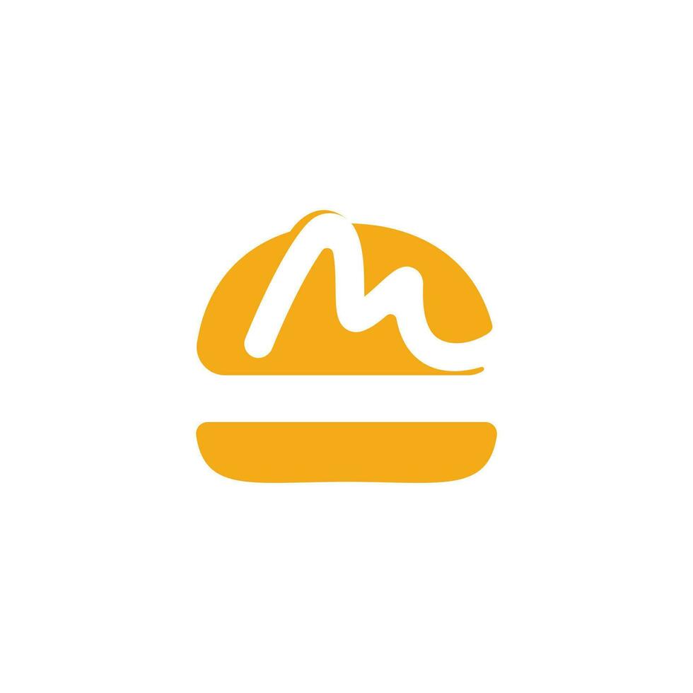 brev m burger vektor logotyp design. burger Kafé logotyp.