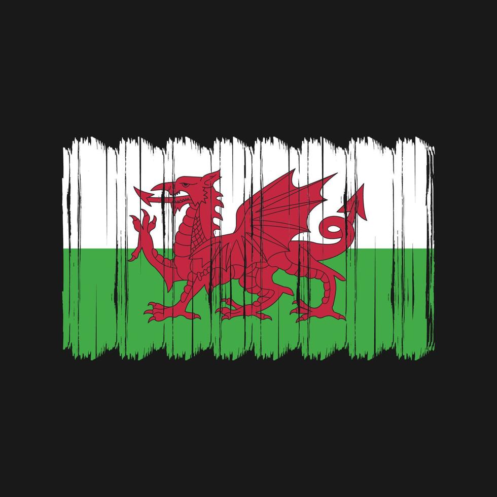 wales flagga borsta vektor. nationell flagga borsta vektor design