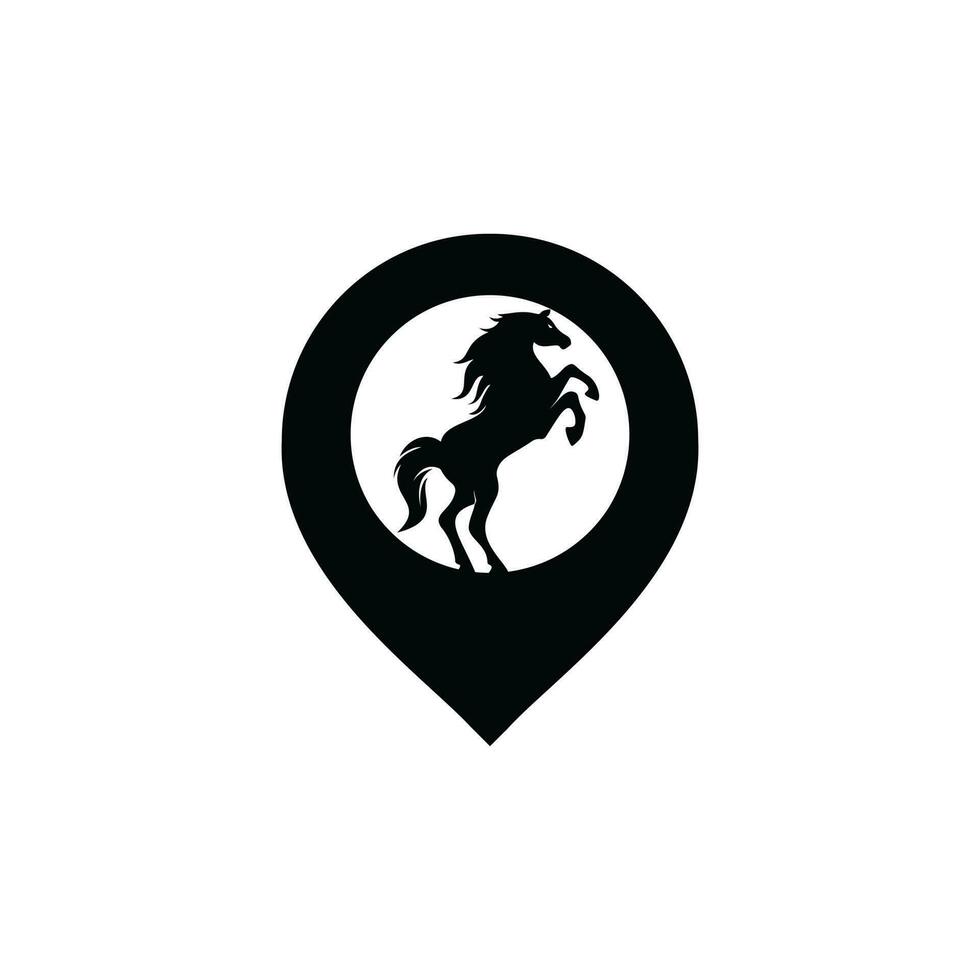 häst och Karta pekare logotyp design. häst locator logotyp design. djur- plats ikon. vektor
