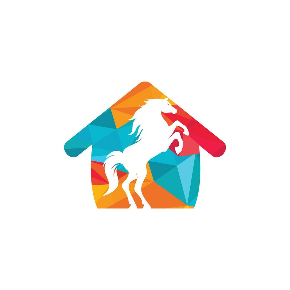 Pferde- und Heimvektor-Logo-Design. Pferdelogo begleitet Hauskonzepte. vektor