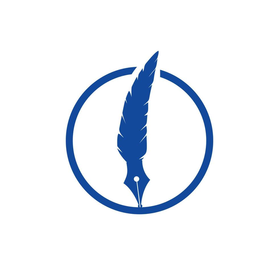 Quill Feather Pen Logo-Design. Gesetz Rechtsanwalt Werbetexter Schriftsteller stationäre Logo-Konzept-Symbol vektor