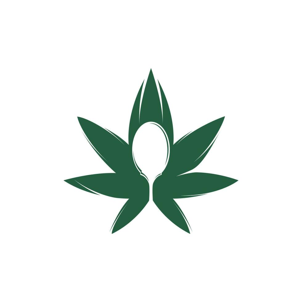 Cannabis-Lebensmittel mit Löffel-Vektor-Logo-Design. grünes Marihuana-Blatt mit Löffel-Icon-Design. vektor