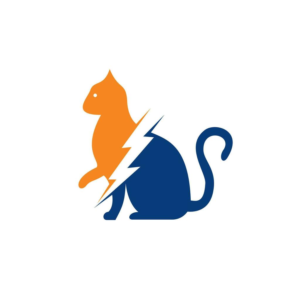 Flash-Katzen-Vektor-Logo-Design. Katzen- und Gewitter-Symbol-Logo. vektor