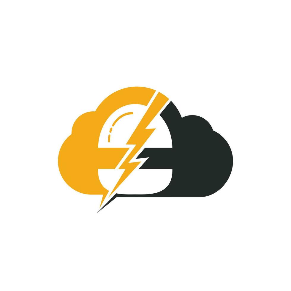 Flash-Burger-Vektor-Logo-Design. Burger mit Gewitter- und Wolkensymbol-Logo. vektor