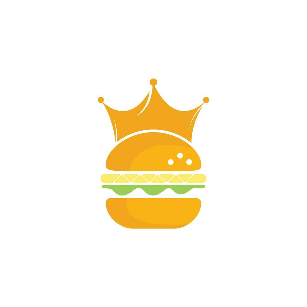 burger kung vektor logotyp design. burger med krona ikon logotyp begrepp.