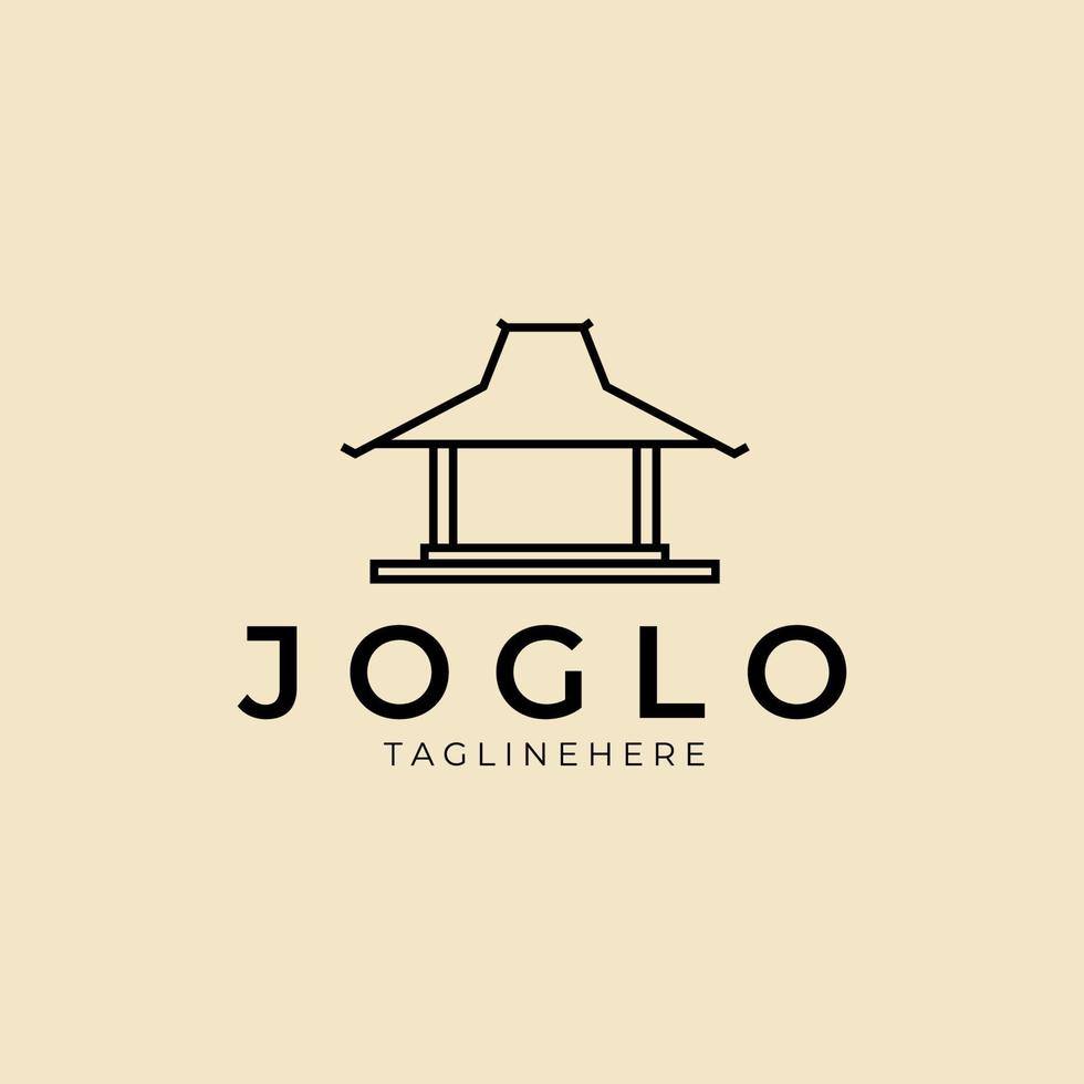 Joglo-Haus mit Strichgrafik-Logo-Icon-Template-Design vektor