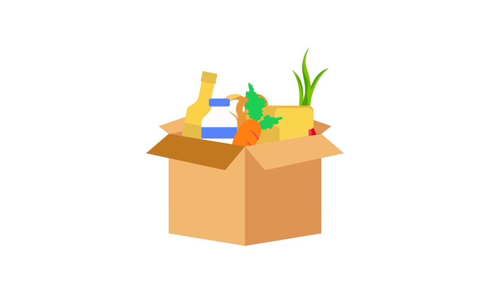 tecknad serie av donation mat låda isolerat på vit bakgrund vektor