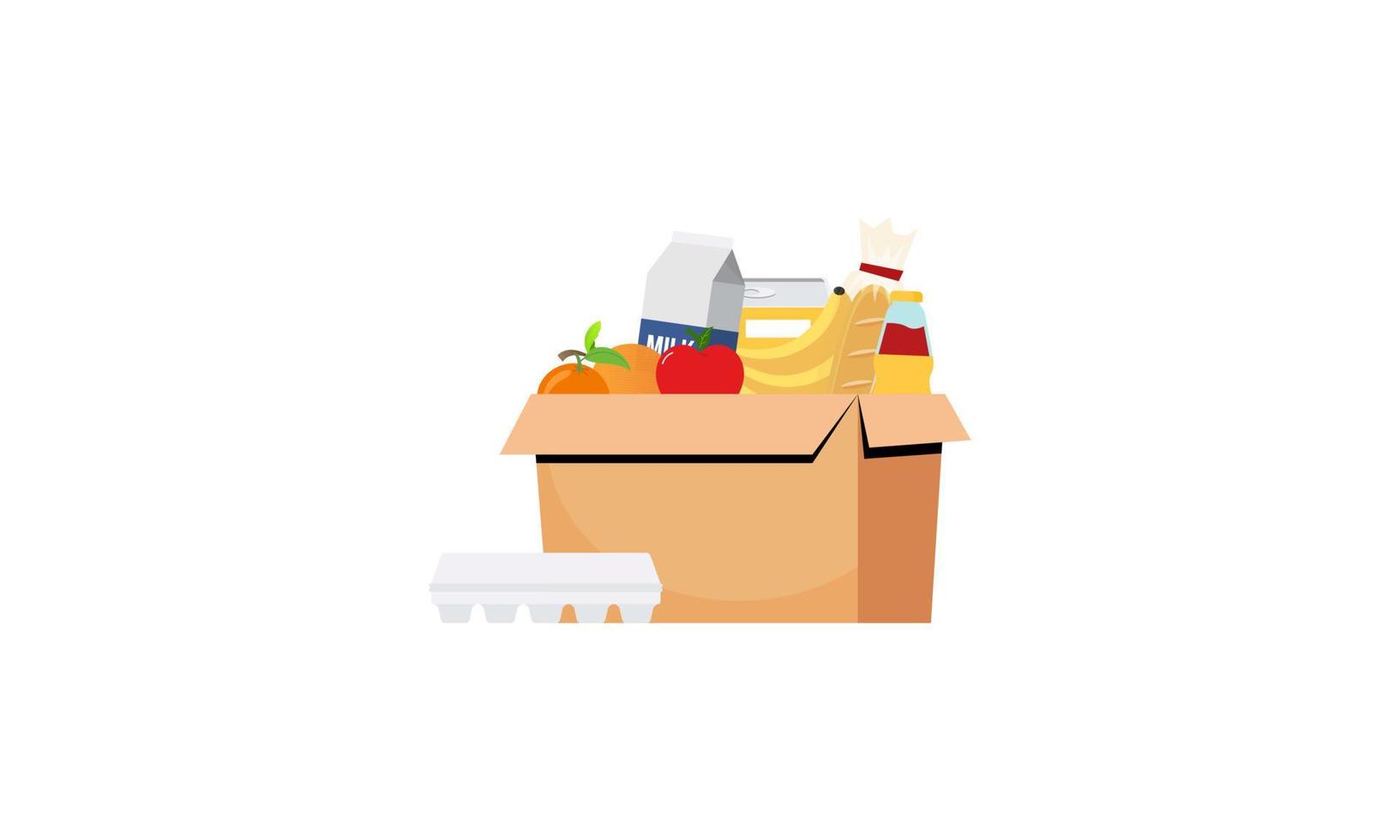 tecknad serie av donation mat låda isolerat på vit bakgrund vektor