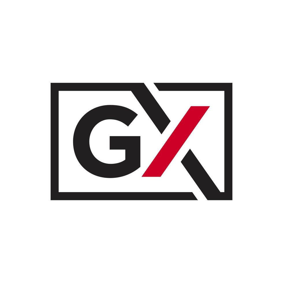 Linienquadrat mit gx-Logo-Designvektor isoliert auf weißem Hintergrund. vektor