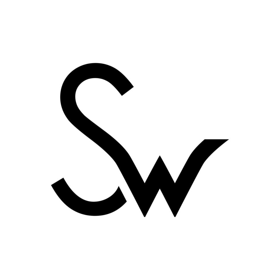 sw-Symbol-Logo-Design-Vektor isoliert auf weißem Hintergrund. vektor