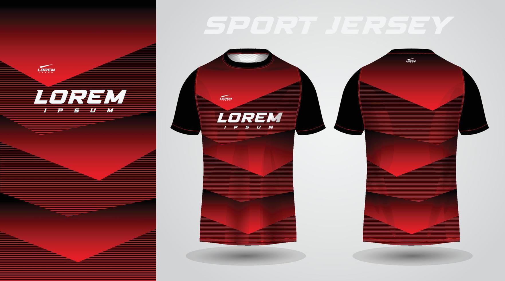 svart röd skjorta sport jersey design vektor