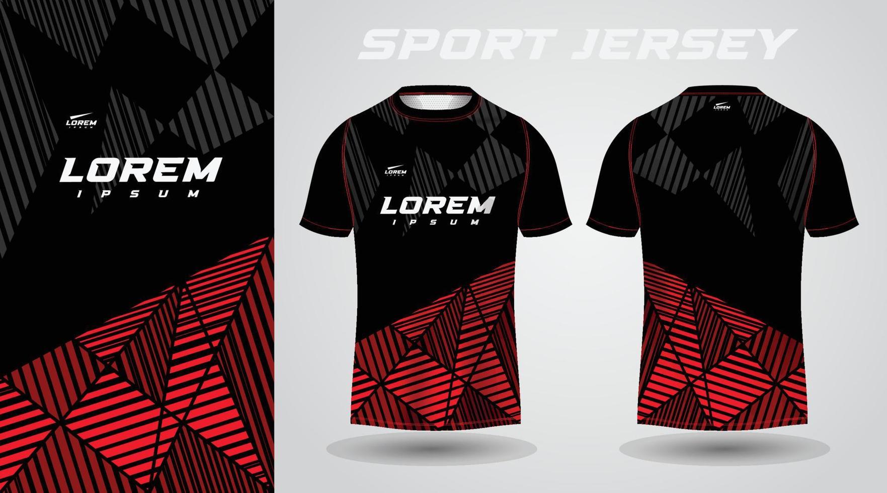 svart röd skjorta sport jersey design vektor